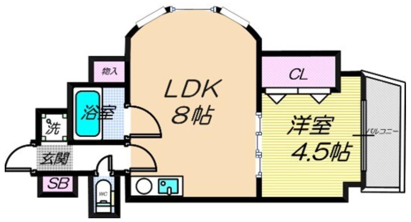 おおきに北大阪リバーフロント(1DK/13階)の間取り写真