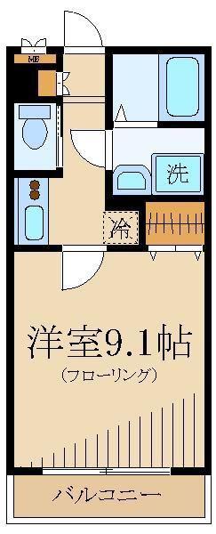 ブローニュ(1K/1階)の間取り写真