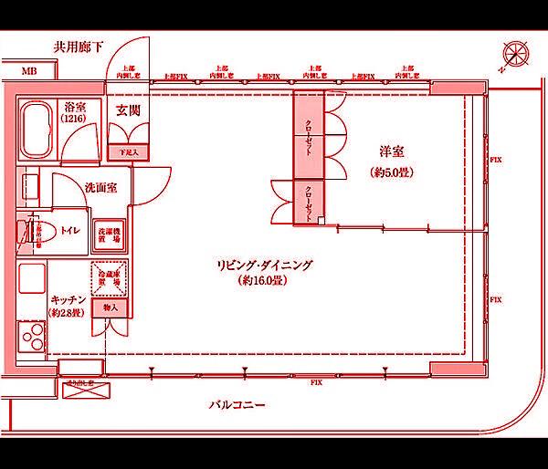 フロール横浜山手(1LDK/1階)の間取り写真