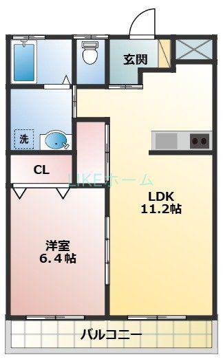 グランベールS1(1LDK/1階)の間取り写真