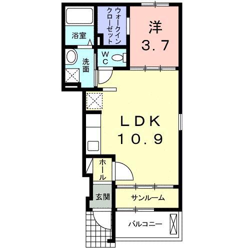 クラール(1LDK/1階)の間取り写真
