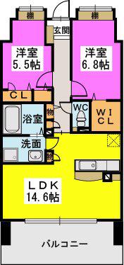 プロスペレー駅南(2LDK/7階)の間取り写真