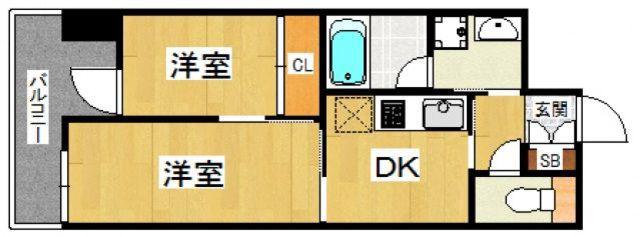 プライム香椎(1LDK/6階)の間取り写真