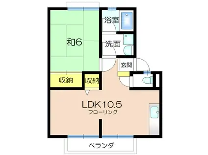泉ハイツ2号棟(1LDK/2階)の間取り写真