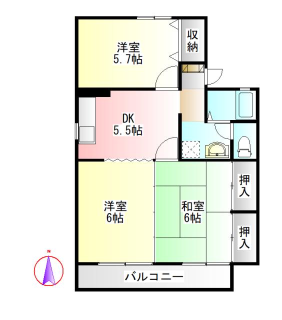 ベーシックハウスC(3DK/2階)の間取り写真