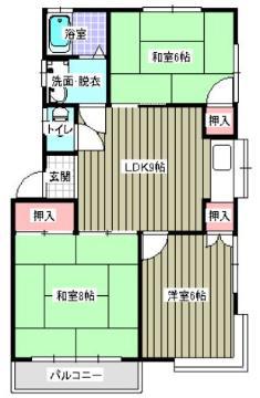 エクセント高田(3DK/2階)の間取り写真