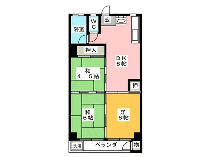 メゾンヤブタ(3DK/2階)の間取り写真