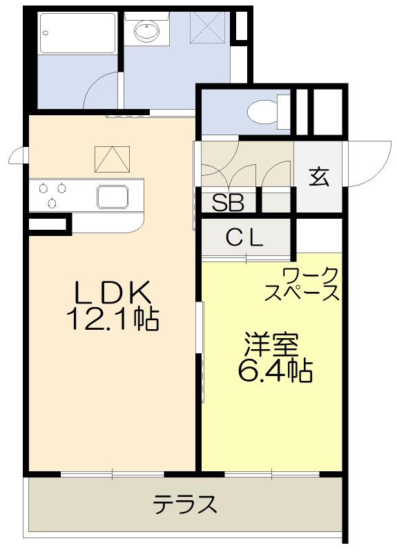 リラフォート江坂(1LDK/1階)の間取り写真