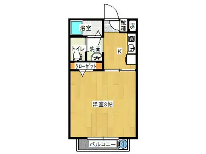 シティグラント ヤス(1K/1階)の間取り写真