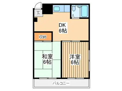 三澤ハイツ(2DK/3階)の間取り写真