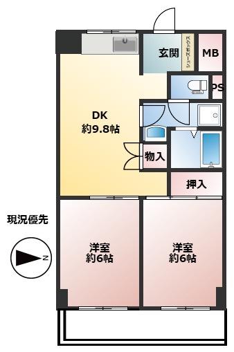 キャロルマンション(2DK/2階)の間取り写真
