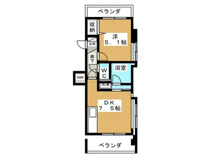 サングランデ(1DK/2階)の間取り写真