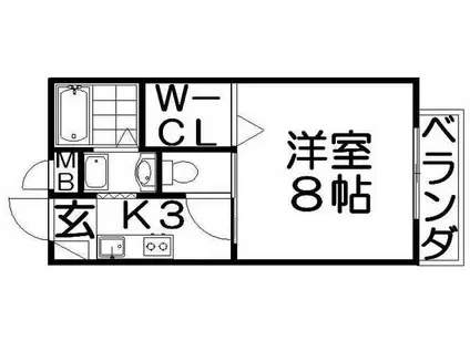 カーサ フォンテ(1K/1階)の間取り写真