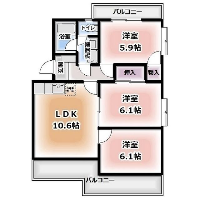 エクセルシオールII(3LDK/3階)の間取り写真
