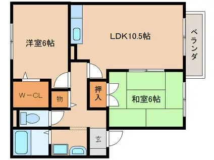 ラフィーネ結崎A棟(2LDK/1階)の間取り写真