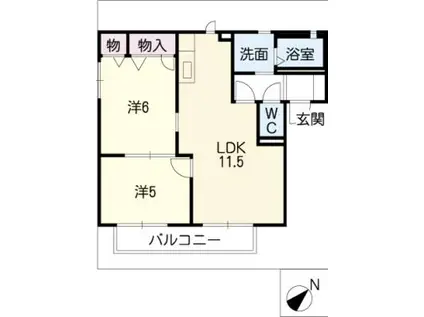 ウィステリア天白 A棟(2LDK/1階)の間取り写真