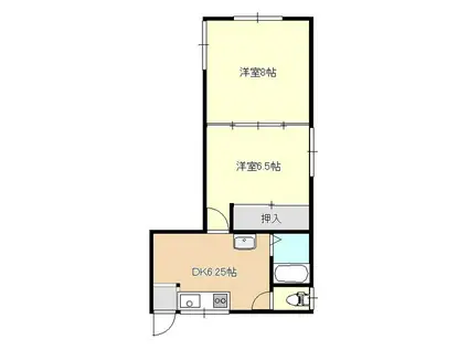 SUN RIO(2DK/1階)の間取り写真