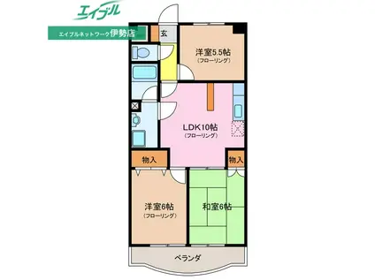 ヴェルエスパセ(3LDK/6階)の間取り写真