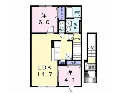 プリュスレテメゾン(2LDK/2階)の間取り写真