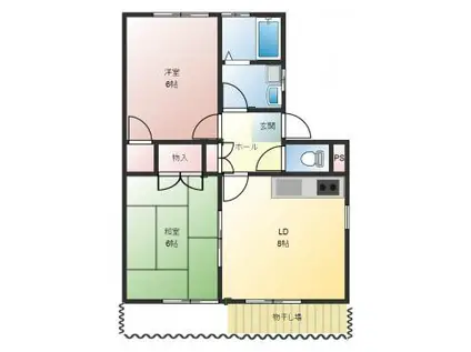 カーサプリモ(2DK/1階)の間取り写真