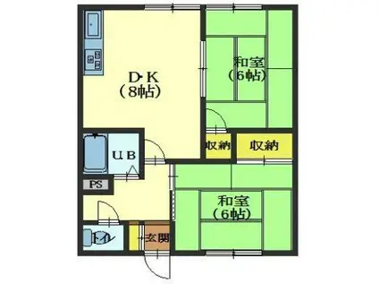 ウエストヴィレッジアパートメント(2DK/1階)の間取り写真