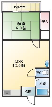 パル恵我之荘(1LDK/4階)の間取り写真