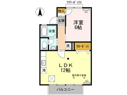 クレール安松(1LDK/1階)の間取り写真