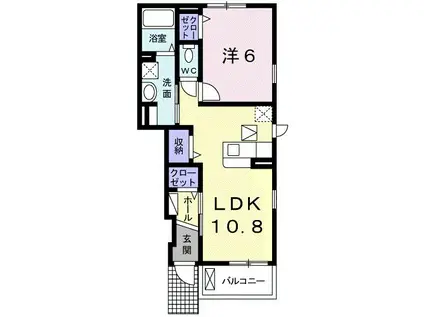 コルテーゼ III(1LDK/1階)の間取り写真