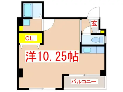 エクシード騎射場(ワンルーム/3階)の間取り写真