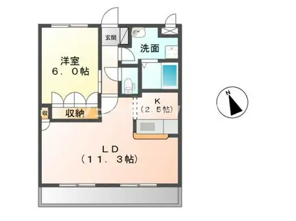 サンクエトワール(1LDK/2階)の間取り写真