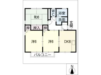 ハイカムールKS(3DK/2階)の間取り写真