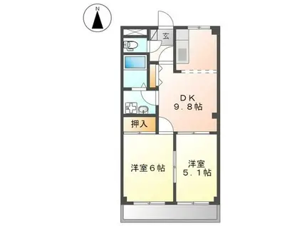 エクレール(2DK/1階)の間取り写真