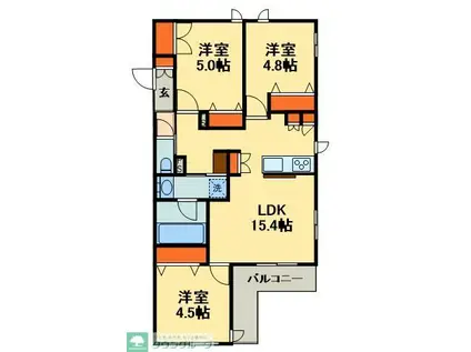 ライトガーツェおおたか(3LDK/3階)の間取り写真