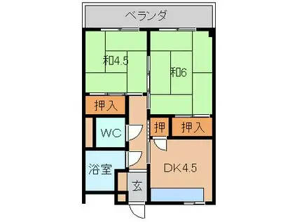 ハイツ佳苑(2DK/2階)の間取り写真