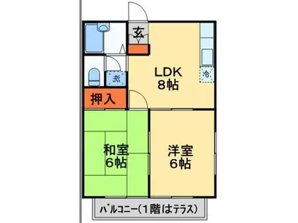 エムラハウス牛久(2DK/2階)の間取り写真