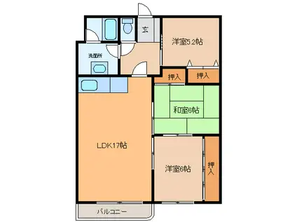 サンブライトハイツ NO.III(3LDK/4階)の間取り写真