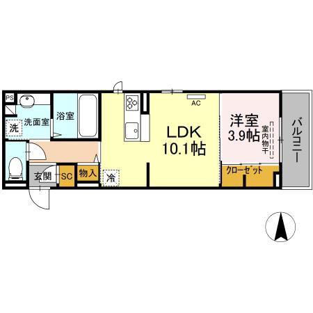 ウェイズK(1LDK/3階)の間取り写真