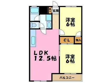 シャトレー新井(2LDK/2階)の間取り写真