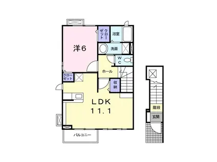 プラムハイム東町(1LDK/2階)の間取り写真