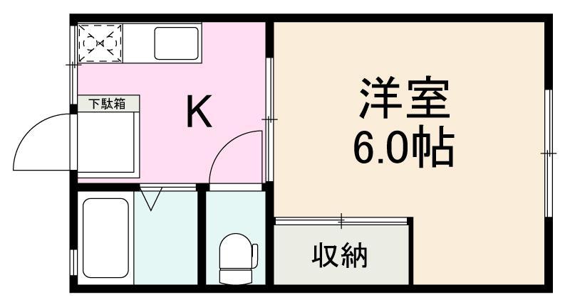 カーサM(1K/2階)の間取り写真