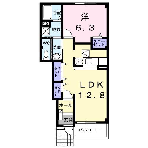 ファースト・ベル(1LDK/1階)の間取り写真