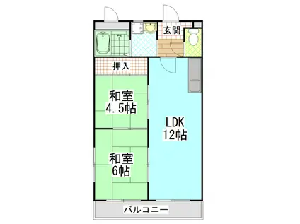 弘恵マンション(2LDK/2階)の間取り写真