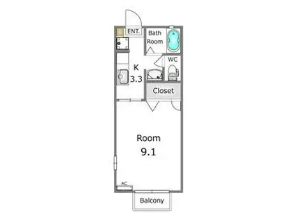 リベルテ(1K/2階)の間取り写真