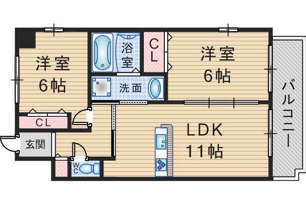 スローハス コート(2LDK/2階)の間取り写真