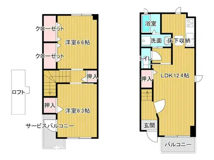 シャン・マンダリーヌ A棟(2LDK/1階)の間取り写真