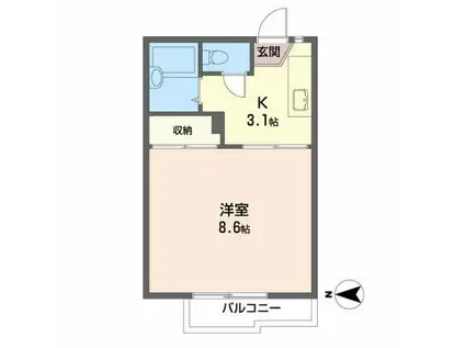 プチ・ラフォーレ(1K/2階)の間取り写真