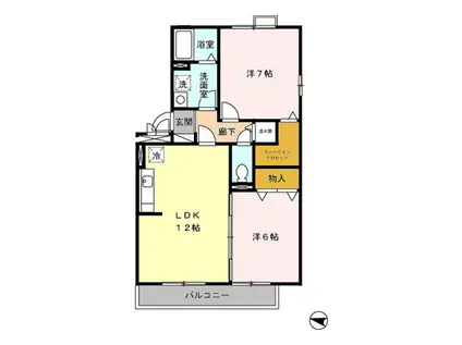 オッツ空港西 301(2LDK/3階)の間取り写真