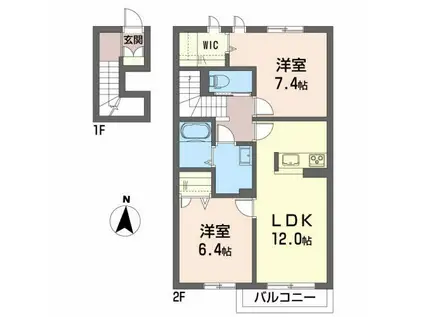 フレア中野VI(2LDK/2階)の間取り写真