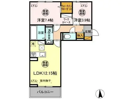 ラヴィエベール I(2LDK/1階)の間取り写真