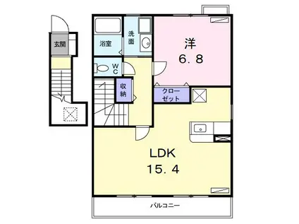 ラフィネE(1LDK/2階)の間取り写真